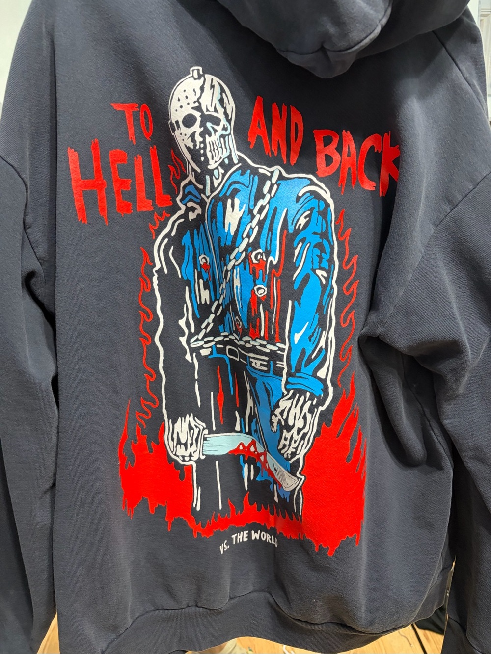 Men's Black Graphic Hoodie Jacket - 'To Hell and Back'